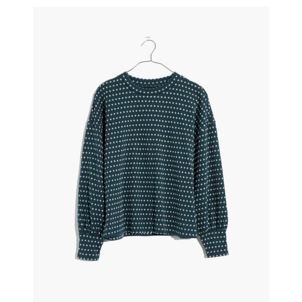 NWT Madewell Floral Jacquard Puff-Sleeve Top
, M